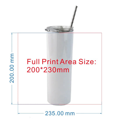 DIY 600ML 20 OZ Customize Tumbler Thermos  Photo LOGO Colorful Printing Stainless Steel Vacuum Coffee Juice Tea Milk Summer Gift