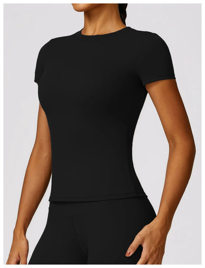 Custom LOGO women's summer short-sleeved t-shirt quick-drying yoga clothes fitness tops outdoor running sports short sleeves