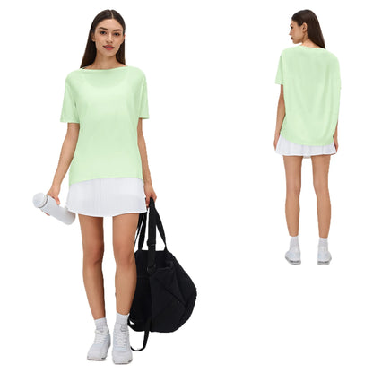 Custom LOGO Women's Summer Short Sleeve Loose Casual Running T-Shirt Yoga Fitness Sports Top Breathable Sweating