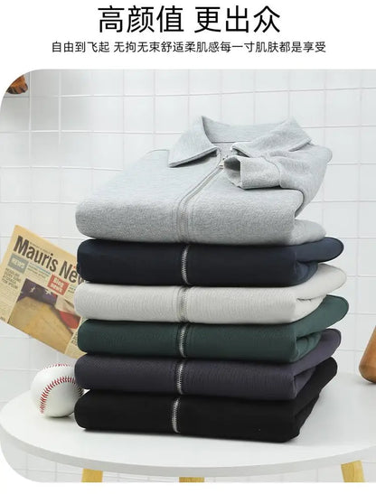 Custom LOGO New Men's Winter Knitted Zip-up Jacket Fleece Warm Hoodies Casual Sports Long Sleeve Sweatshirts Hooded Coat