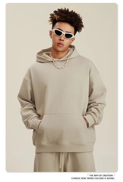 Custom LOGO men's and women's heavy 445G terry cotton and polyester casual sweater spring and autumn hoodie 2024 top