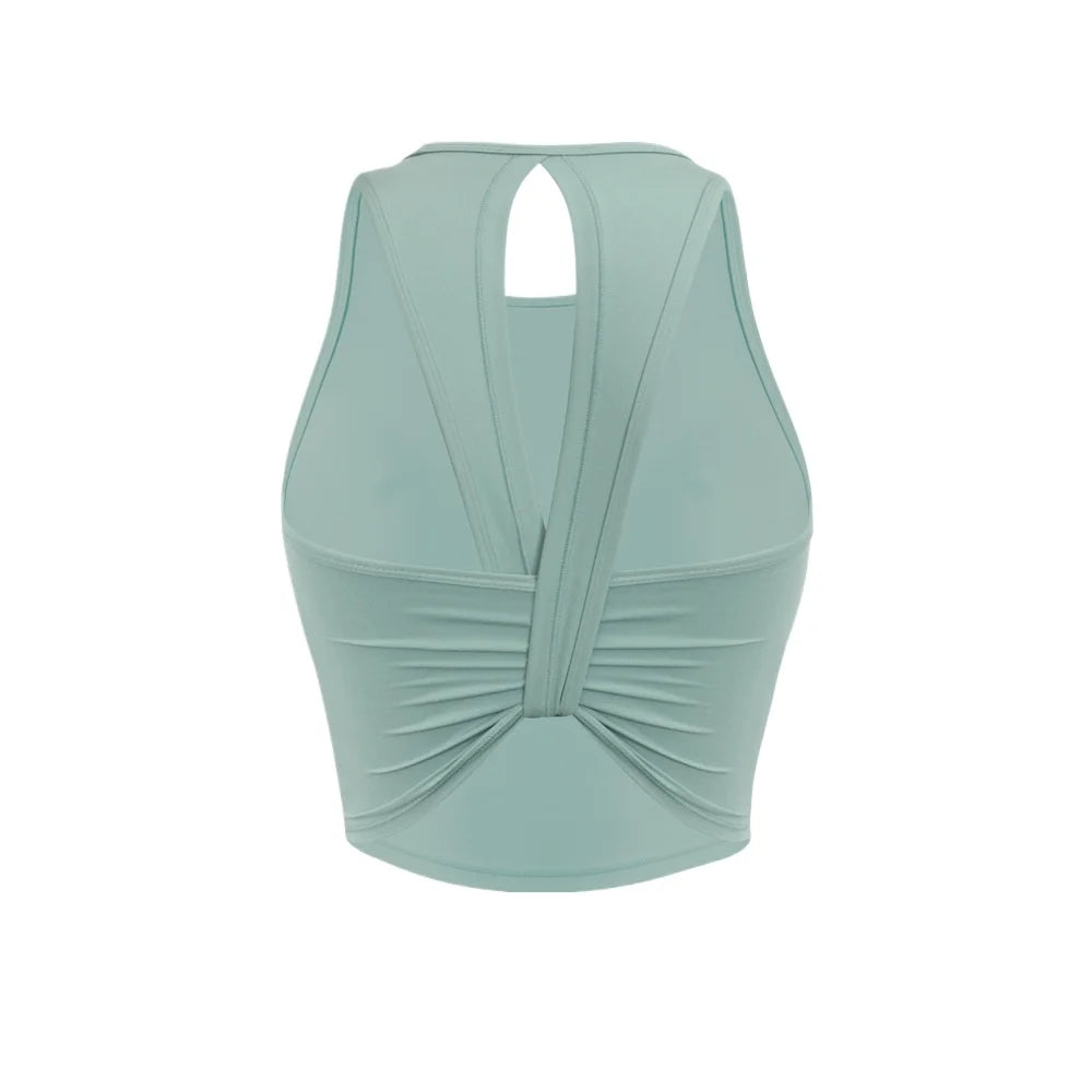 Custom LOGO women's 2026 summer high-end fashion integrated chest pad, beautiful back yoga bra, running training fitness vest